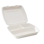 Menubox 3-vak suikerriet 23x23 cm 250st/doos